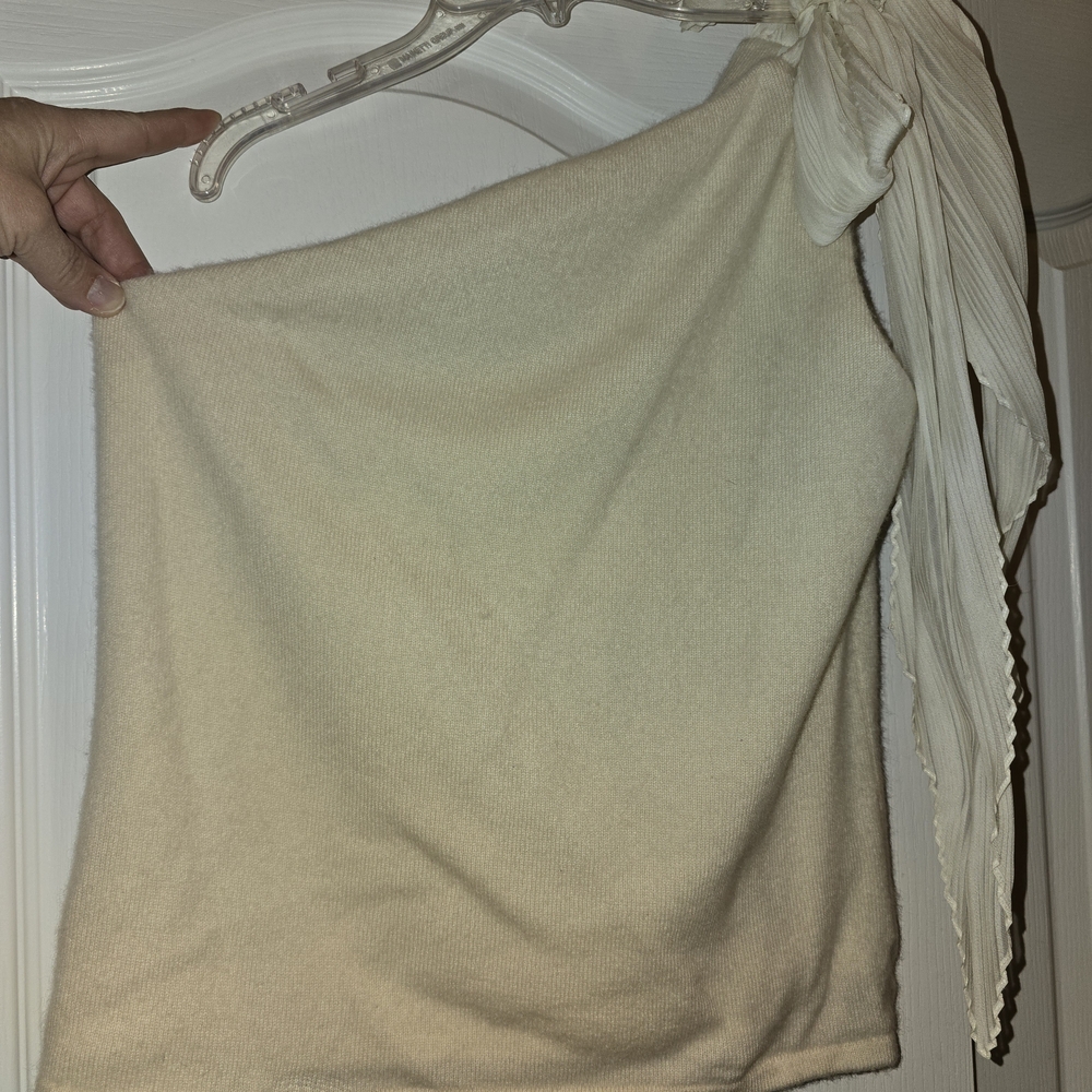 Ralph Lauren Black Label Cream One-Shoulder Top